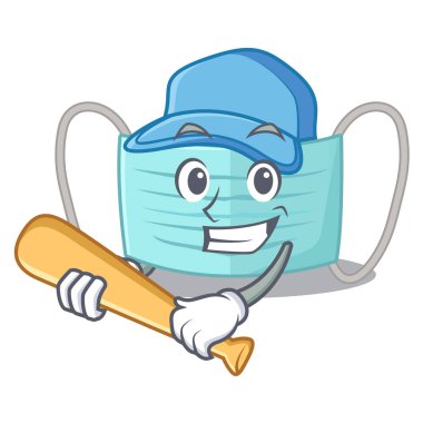 Maskot ile izole beyzbol cerrahi maske oynamak