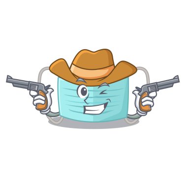 Kovboy cerrahi maske maskot ile izole