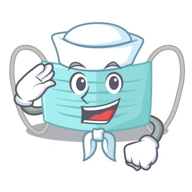 Denizci cerrahi maske maskot ile izole