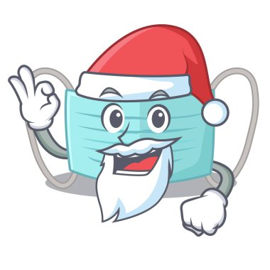 Bir karikatür cüzdan Santa cerrahi maske