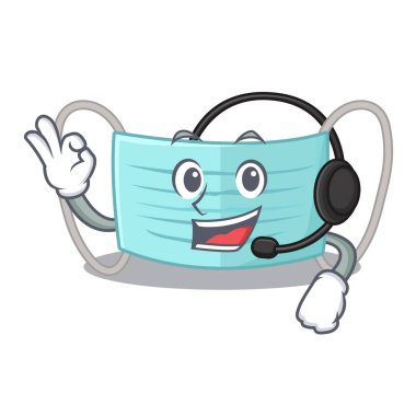 Çizgi film cüzdanında kulaklık ve cerrahi maskeyle