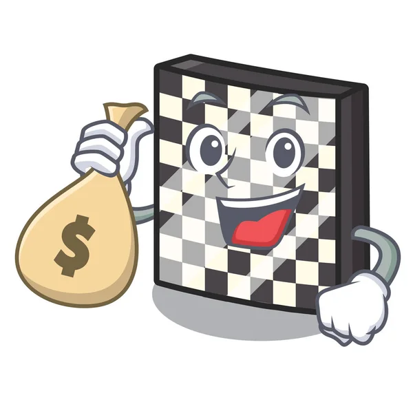 With money bag chessboard with in the a mascot — Stock Vector