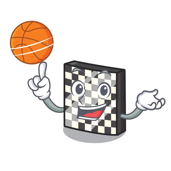 Com tabuleiro de xadrez de basquete com na mascote — Vetor de Stock