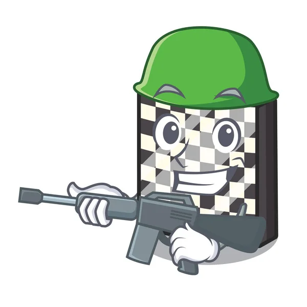 Army schaakbord met in de a mascotte — Stockvector