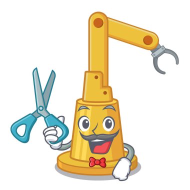 Berber montaj otomasyon makinesi maskot izole