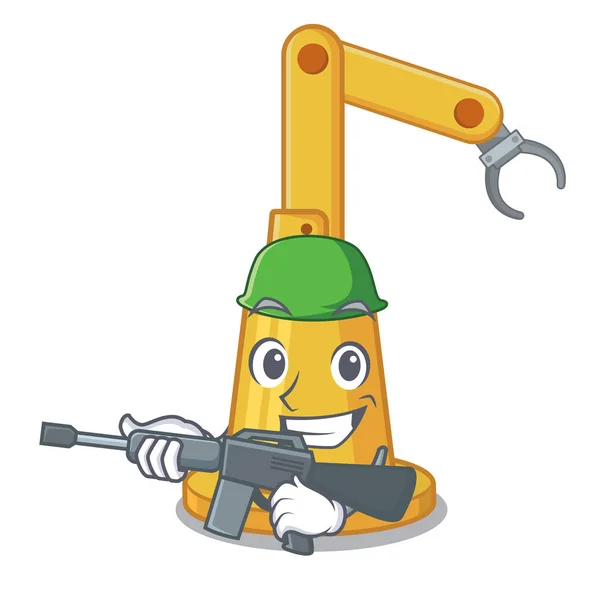Army assembly automation machine isolated the mascot — Stock Vector