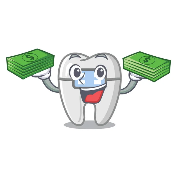 With money bag braces in the a cartoon shape — 스톡 벡터