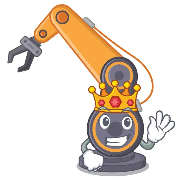 Βασιλικό Βιομηχανικό ρομποτικό χέρι στο καχρακτέρ — Διανυσματικό Αρχείο