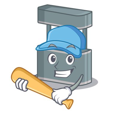 Çizgi filmde izole beyzbol ticaret standı oynamak