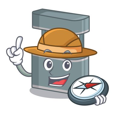 Karikatür yol kenarında Explorer ticaret standı