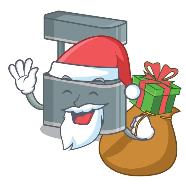 Weihnachtsmann mit Geschenk-Spielzeugstand auf einem Maskottchen — Stockvektor