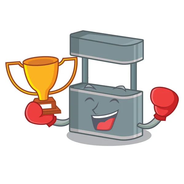 Торговый стенд победителя в боксе на талисмане — стоковый вектор