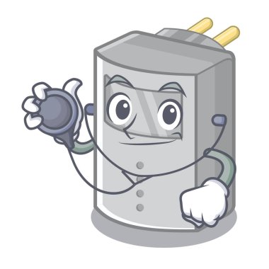 Karikatür duvarına bağlı doktor hareket sensörü