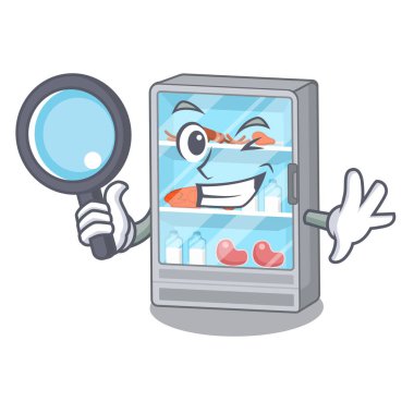 Maskot masasının yanındaki dedektif buzdolabı