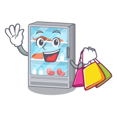 Maskot masasının yanındaki alışveriş buzdolabı