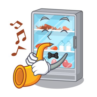 Çizgi film şeklinde trompet buzdolabı.