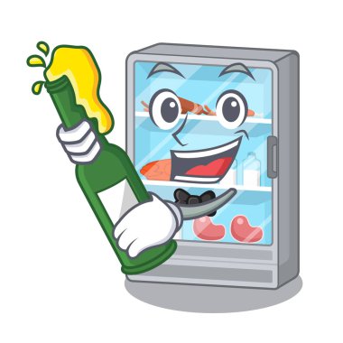 Bira oyuncağı buzdolabı çizgi film şeklinde.