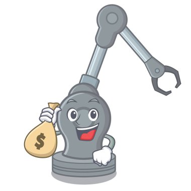 Para çantası robot kol makinesiyle karakterden izole edilmiş