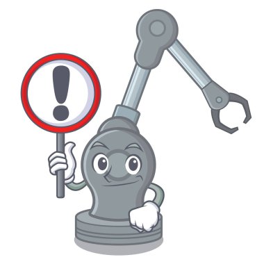 Karakterde izole edilmiş işaret robotik kol makinesiyle