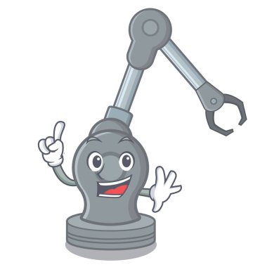 Karikatür sandalye üzerinde parmak robotik kol makinesi