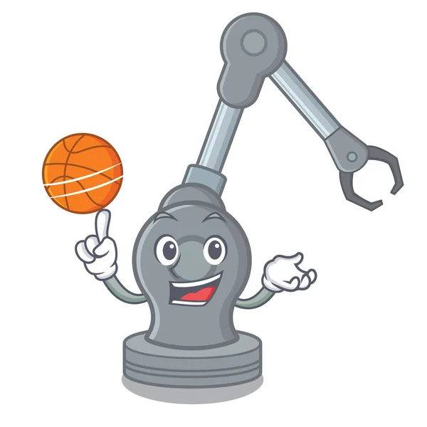 С баскетбольной роботизированной рукой машина изолирована по характеру — стоковый вектор