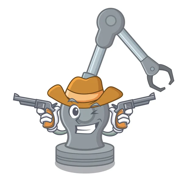 Cowboy robotarm machine geïsoleerd op karakter — Stockvector