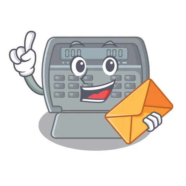 With envelope security alarm in the mascot shape — 스톡 벡터