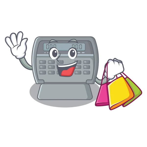 Shopping alarme de sécurité en forme de mascotte — Image vectorielle