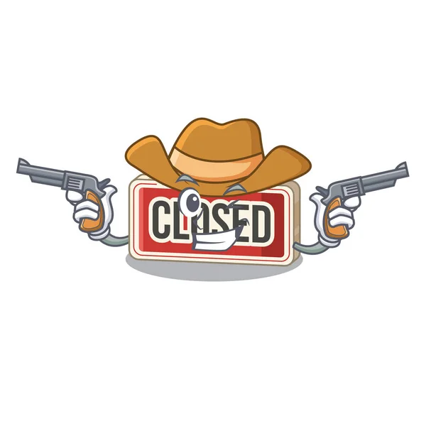 Cowboy closed sign isolated with the mascot — Stock Vector