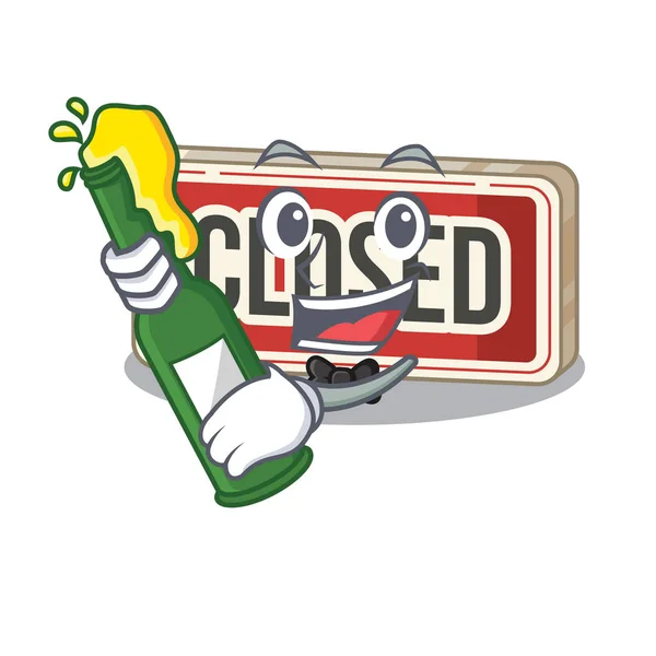 Com cerveja colsed brinquedos de sinal no desenho animado — Vetor de Stock