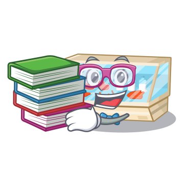 Bir karikatür kitap ticaret sayacı ile Öğrenci