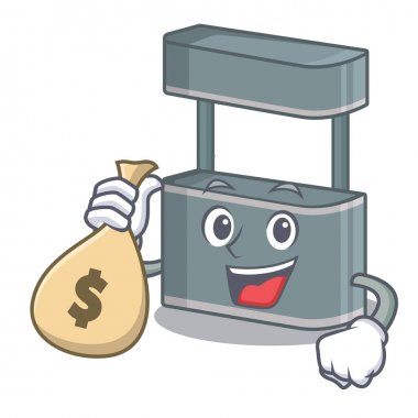 Karikatür izole para çantası ticaret standı ile
