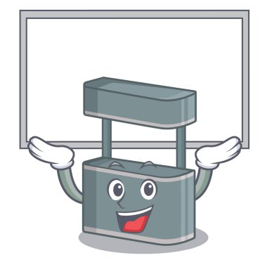 Yukarı tahta ticaret standı karikatür izole