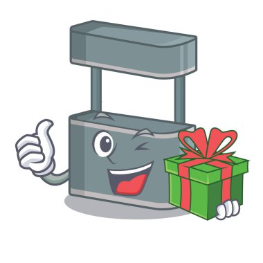 Karikatür yol kenarında hediye ticaret standı ile