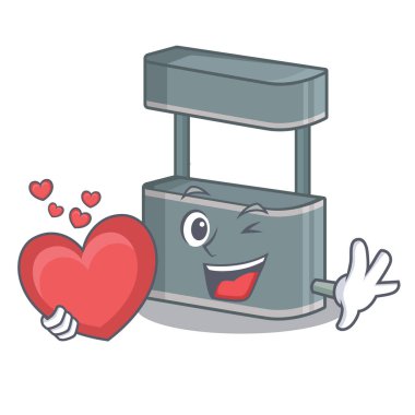 Karikatür yol kenarında kalp ticaret standı ile