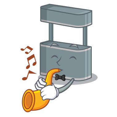 Karikatür yol kenarında trompet ticaret standı ile