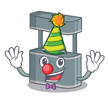 Bir maskot üzerinde Palyaço oyuncak ticaret standı