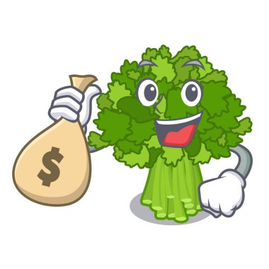 Para çantası brocoli rabe karakter izole ile