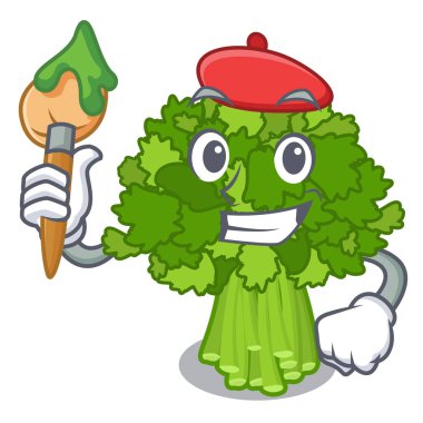 Sanatçı brocoli rabe karakter izole