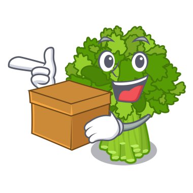 Karikatür şeklinde kutu brocoli rabe ile