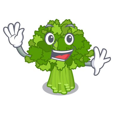 Karikatür şeklinde brokoli rabe sallayarak