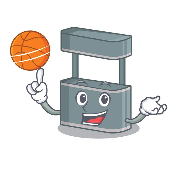 Con stand de baloncesto aislado en la caricatura — Vector de stock