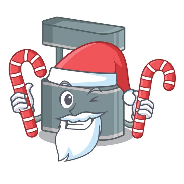 Weihnachtsmann mit Süßigkeitenstand auf einem Maskottchen — Stockvektor