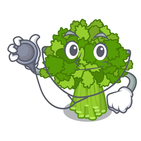 Doctor brocoli rabe isolated in the character — Stock Vector