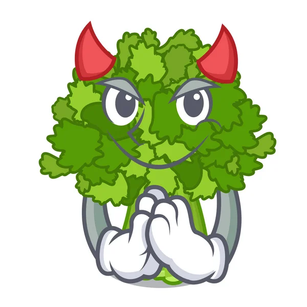 Devil rabe broccoli in vegetable mascot basket — Stock Vector