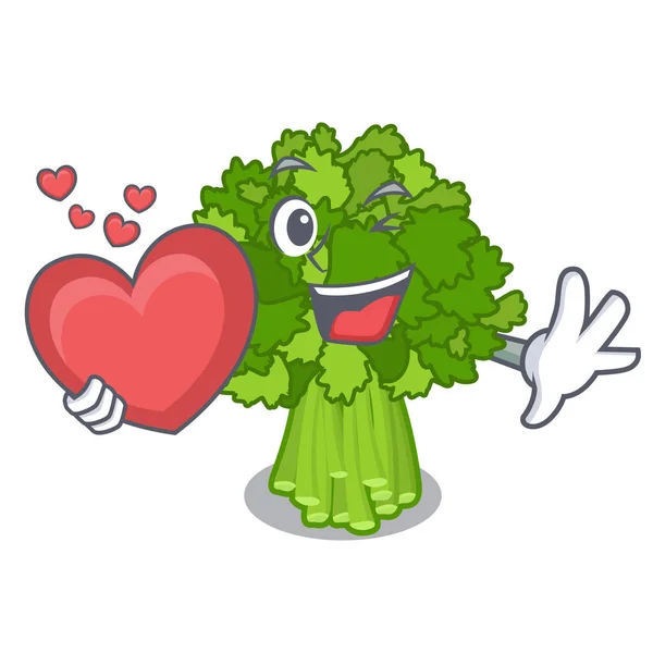 Con corazón de brócoli de conejo en cesta de la mascota vegetal — Archivo Imágenes Vectoriales