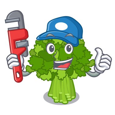 Karikatür plaka üzerinde Tesisatçı sote brokoli rabe