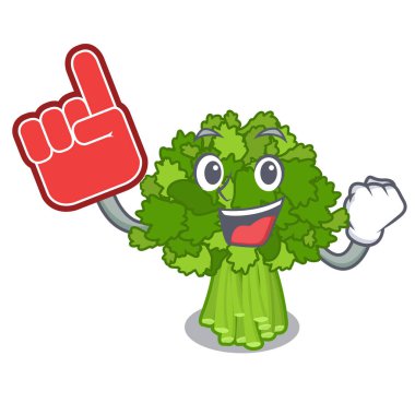 Köpük parmak sote brokoli rabe karikatür plaka üzerinde