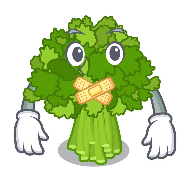 Diam saute brokoli rabe di atas piring kartun - Stok Vektor