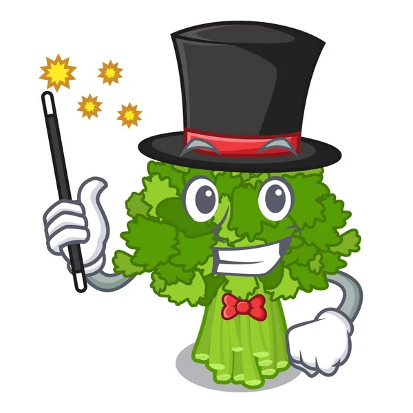 Goochelaar saute broccoli Rabe boven cartoon plaat — Stockvector